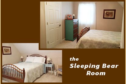 The Sleeping Bear Room — cozy guest room at Inn The Pines Bed and Breakfast in Lake Leelanau Michigan