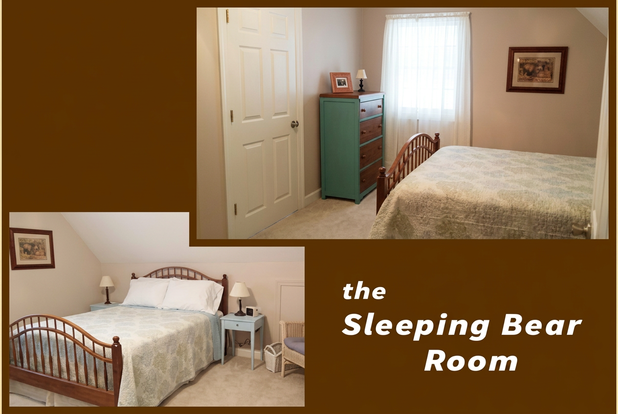 The Sleeping Bear Room — cozy guest room at Inn The Pines Bed and Breakfast in Lake Leelanau Michigan